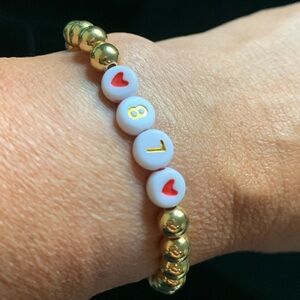 #87 Travis Kelsey Stretch Bracelet 14k Gold Plated Beads on .8mm Elastic String